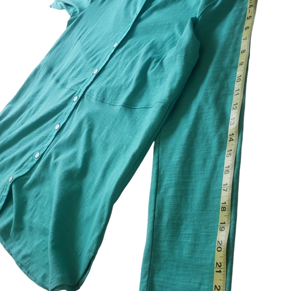 - Soft Surroundings cotton comfy light weight tunic button down top NWT. - Picture 10 of 11